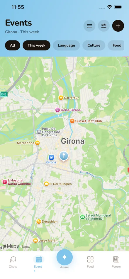 Mapa en vivo de eventos en Girona