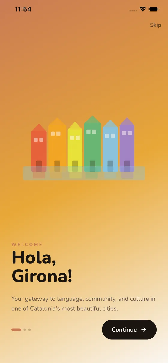 Pantalla de bienvenida de HolaGirona